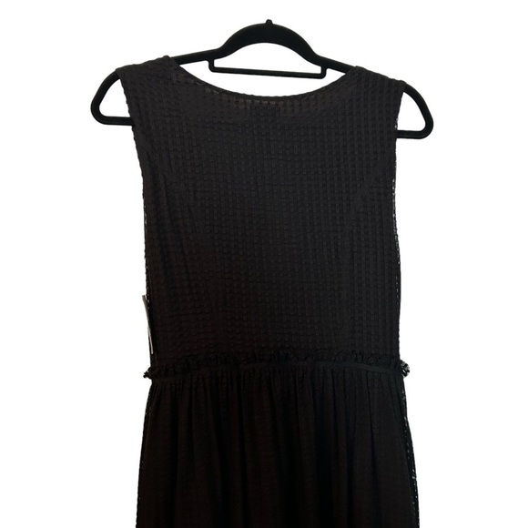 Lord & Taylor Black Draped Neck Waffle Style Lace Fully Lined Sleeveless Dress - Picture 8 of 15